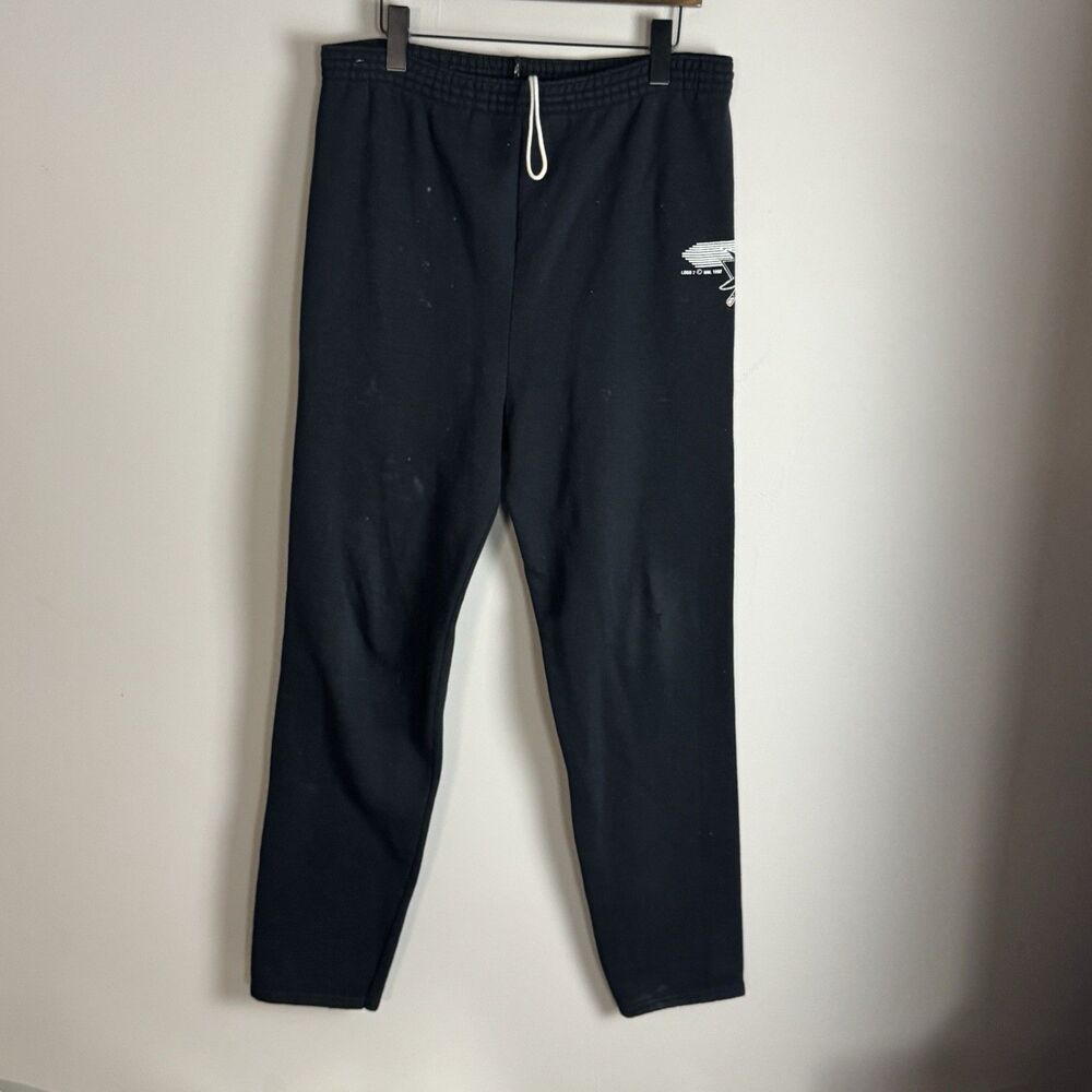 VINTAGE LOGO 7 Mens Black San Jose Sharks Sweatpants Size L Hockey NHL 1992 USA